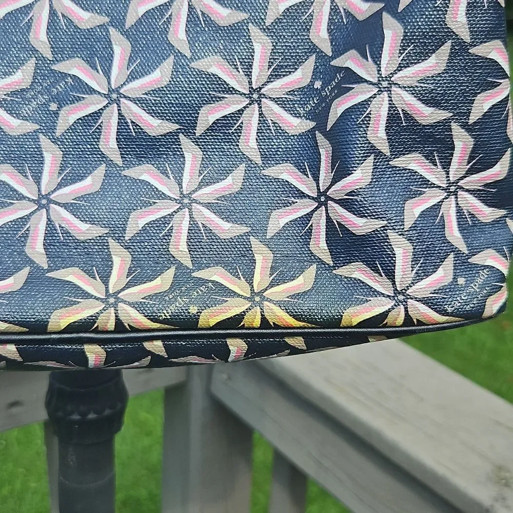 Kate Spade Broome Street Navy And Neutral High Heel Pinwheel Tote